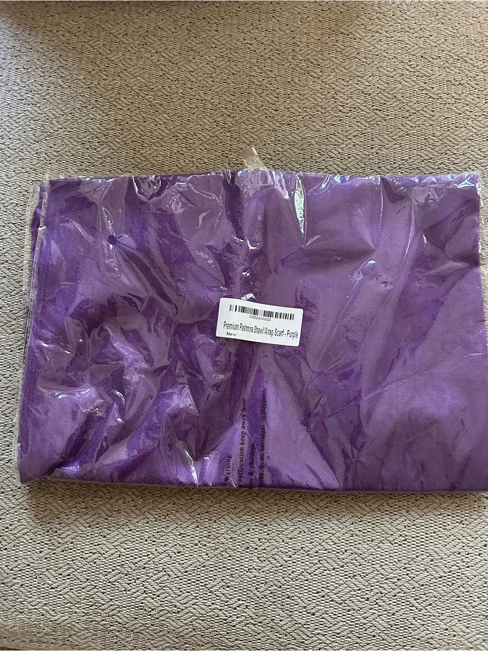 NWT Premium Pashmina Shawl Wrap Scarf - Deep Purple 30% Silk Fringe